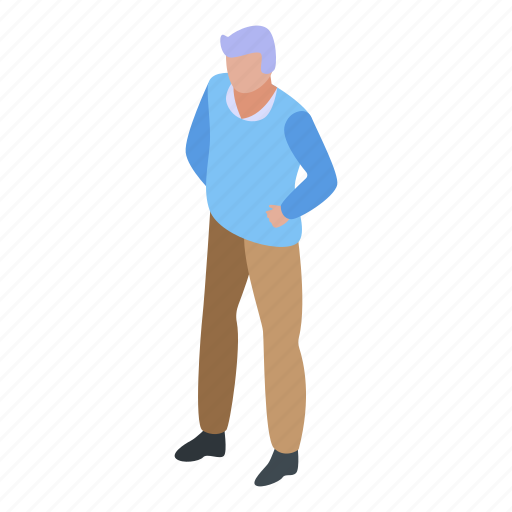 Cartoon, grandfather, isometric, love, man, person, serious icon - Download on Iconfinder