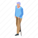 cartoon, grandfather, isometric, man, person, stick, walking