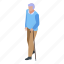 cartoon, grandfather, isometric, man, person, stick, walking 