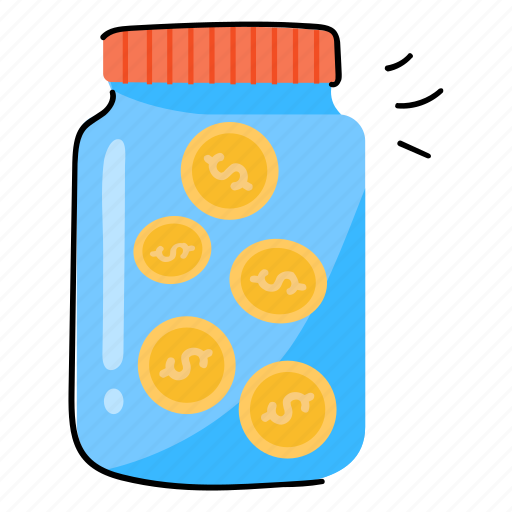 Money jar, coins jar, savings, money box, wealth sticker - Download on Iconfinder