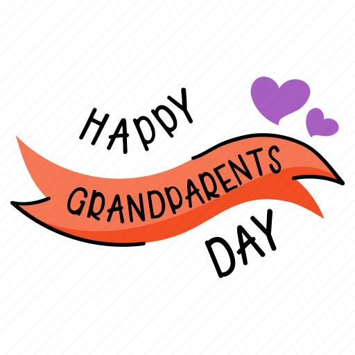 Ribbon, banner, grandparents day, celebration, party sticker - Download on Iconfinder