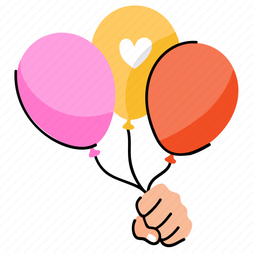 Balloons, party balloons, decoration, kids balloons, airship, bunch balloons sticker - Download on Iconfinder