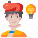 man, idea, light, bulb, designer, user, thinking