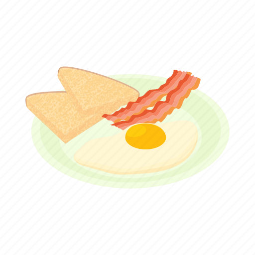 Bacon, breakfast, cartoon, eggs, food, meal, plate icon - Download on Iconfinder