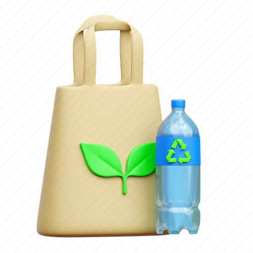 Eco product, recycle, ecology, bag, bottle 3D illustration - Download on Iconfinder