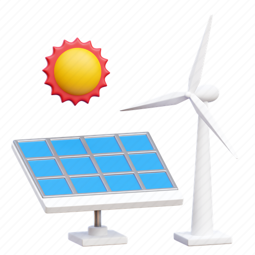 Renewable, energy, solar panel, windmill, ecology 3D illustration - Download on Iconfinder