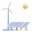 green energy, windmill, eco turbine, wind energy, solar cell panel 