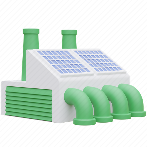 Green energy, factory, eco manufacturing, industrial, solar cell panel 3D illustration - Download on Iconfinder