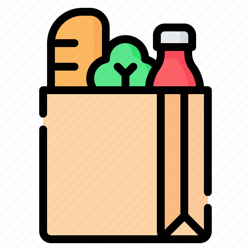 Grocery, bag, paper, shopping, market, supermarket, food icon - Download on Iconfinder