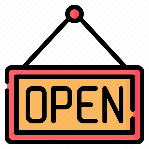 Store, shop, open, sign, hanging, door, signaling icon - Download on Iconfinder