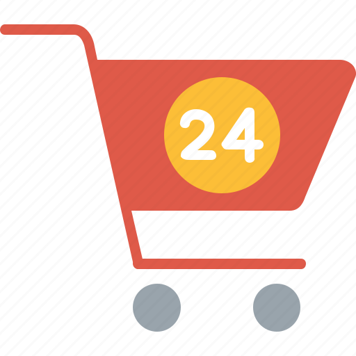 Hours, 24hours, shopping, basket, buy, cart, ecommerce icon - Download on Iconfinder