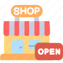 ecommerce, market, open, shop, shopping, sign
