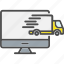 lcd, monitor, computer, delivery, logistics, online, tracking, truck 