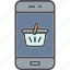 mobile, basket, grocery, online, purchase, shop, shopping 