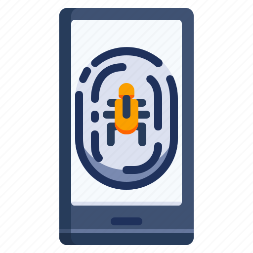 Bug, fingerprint, smartphone, virus, hacked icon - Download on Iconfinder