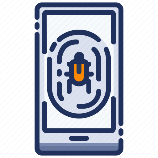 Bug, fingerprint, mobile, smartphone, hacked icon - Download on Iconfinder