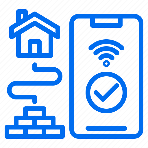 Brick, build, building, checked, house, phone, wifi icon - Download on Iconfinder