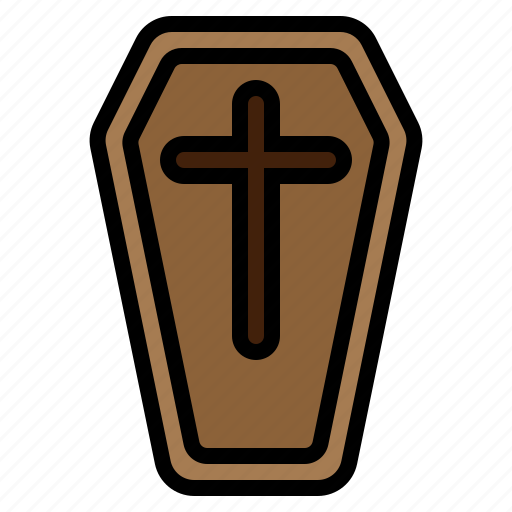 Casket, cemetery, coffin, cross, death, halloween, spooky icon - Download on Iconfinder