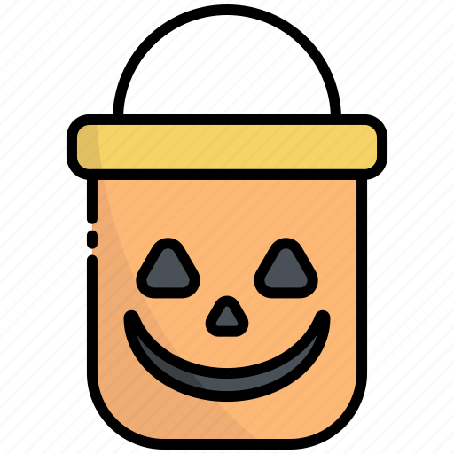 Bucket, halloween, pumpkin, scary, horror, spooky, decoration icon - Download on Iconfinder