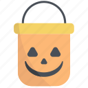 bucket, halloween, pumpkin, scary, horror, spooky, decoration 