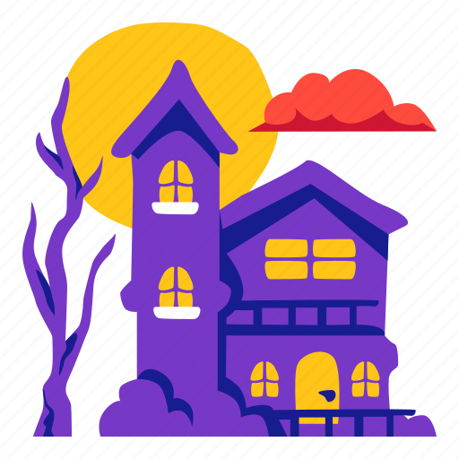 Haunted, house, abandoned, lollipop, scarry, halloween, stickers illustration - Download on Iconfinder