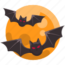 bat, bats, moon, halloween, spooky, horror, scary