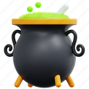 cauldron, halloween, potion, boiling, witchcraft, horror, terror, 3d
