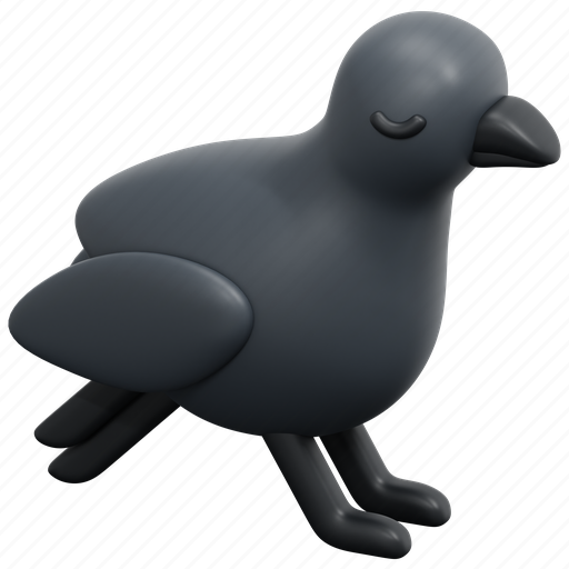 Raven, crow, bird, black, animal, halloween, horror 3D illustration - Download on Iconfinder