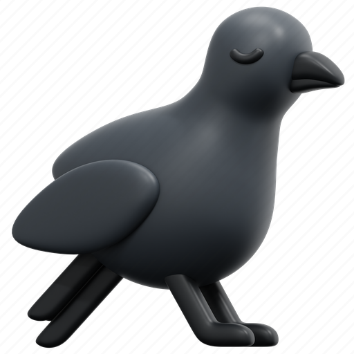 Raven, crow, bird, black, halloween, horror, animal 3D illustration - Download on Iconfinder