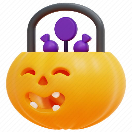 Trick, or, treat, halloween, party, candy, pumpkin 3D illustration - Download on Iconfinder