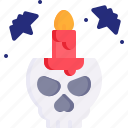 candle, skull, decoration, halloween