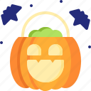 halloween, pumpkin, basket, candy