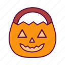 halloween, pumpkin, bag, monster