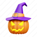 pumpkin, halloween, witch, hat 