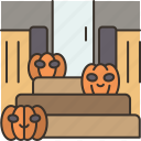 pumpkin, lantern, doorstep, welcome, decoration