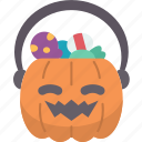 candy, basket, jack, treat, halloween