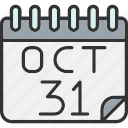 31st, calendar, celebration, date, halloween, holiday, october