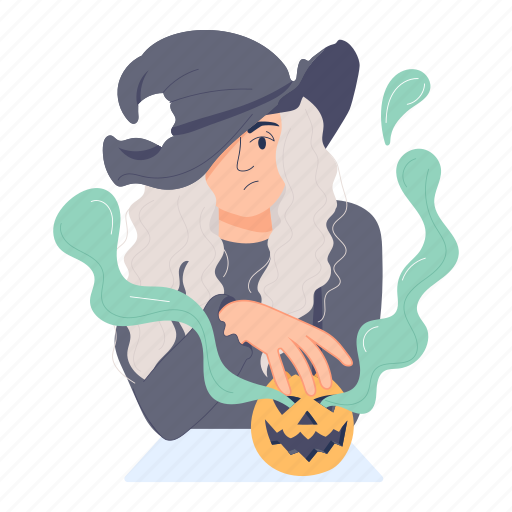 Witch magic, pumpkin magic, witch character, witch costume, halloween character icon - Download on Iconfinder