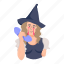 witch character, witch avatar, halloween witch, halloween character, witch costume 