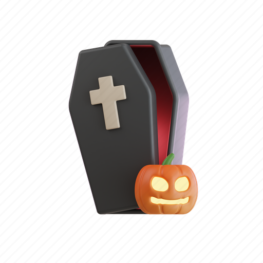 Coffin, halloween, pumpkin, skull, ghost 3D illustration - Download on Iconfinder