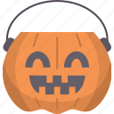 pumpkin, bucket, candies, treat, halloween