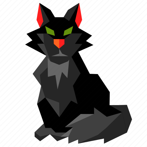 Cat, halloween, holiday, low-poly, pet, scary, spooky icon - Download on Iconfinder