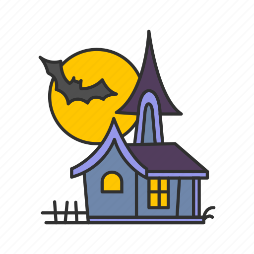 Full moon, haunted house, moon, old mansion icon - Download on Iconfinder