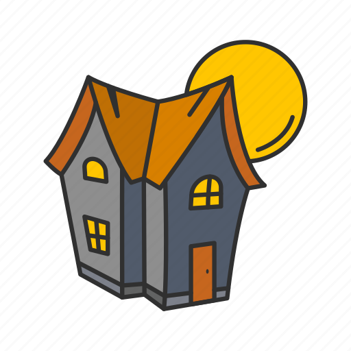 Full moon, haunted house, house, moon icon - Download on Iconfinder