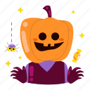 pumpkin, jack-o-lantern, ghost, halloween, halloween party, costume party, character, horror