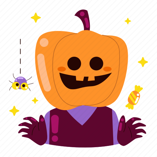 Pumpkin, jack-o-lantern, ghost, halloween, halloween party, costume party, character icon - Download on Iconfinder