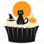 cat, halloween, cupcake, pumpkin, food, dessert, spooky, cake, sweet 