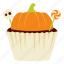 halloween, pumpkin, spooky, sweet, cake, cupcake, skull, dessert, food 