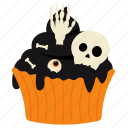 halloween, skull, cupcake, sweet, dessert, food, scary, spooky, eye