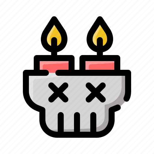 Skull, candle, halloween, holder, decoration, candlelight, skeleton icon - Download on Iconfinder